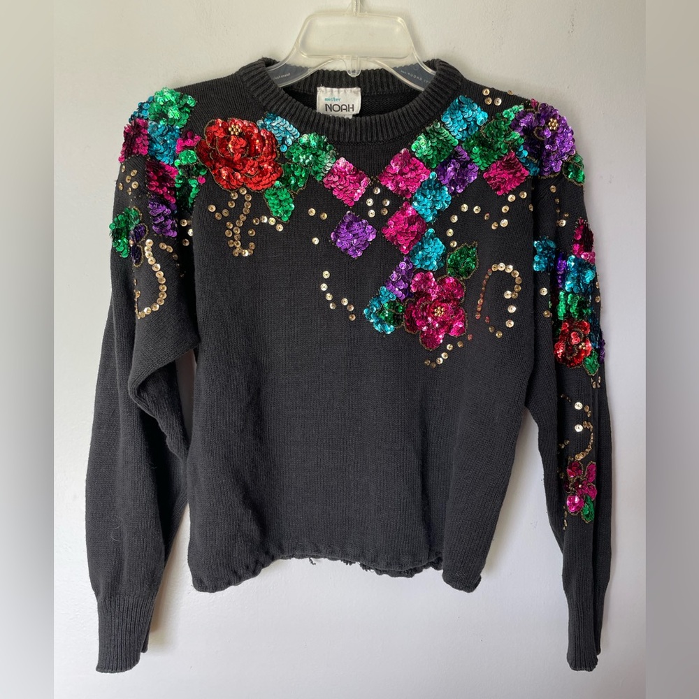 Mister Noah Women's Vintage Sequined Sweater, Size M
